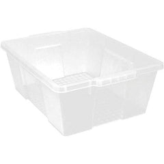 Quantum Storage - 50 Lb Load Capacity Clear Polypropylene Tote Container - Stacking, Nesting, 7.8" Long x 15.9" Wide x 21" High - Benchmark Tooling