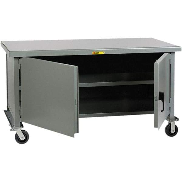 Little Giant - 1 Shelf Mobile Storage Cabinet - Steel, 60" Wide x 30" Deep x 37-1/2" High - Benchmark Tooling