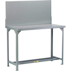 Little Giant - 72 Wide x 30" Deep x 60" High, Steel Workbench with Pegboard - Fixed Legs - Benchmark Tooling