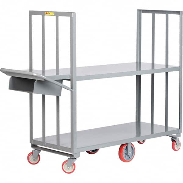 Little Giant - 2,000 Lb Capacity, 24" Wide x 60" Long x 58" High Order Picking Cart - Steel, Polyurethane Casters - Benchmark Tooling