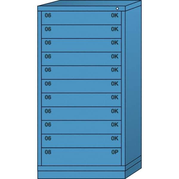 Lyon - 11 Drawer, Standard Eye-Level - Single Drawer Access Cabinet - Steel, 30" Wide x 28-1/4" Deep x 59-1/4" High, Wedgewood Blue - Benchmark Tooling