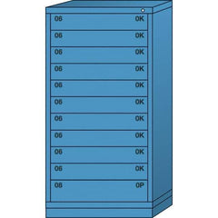 Lyon - 11 Drawer, Standard Eye-Level - Single Drawer Access Cabinet - Steel, 30" Wide x 28-1/4" Deep x 59-1/4" High, Wedgewood Blue - Benchmark Tooling