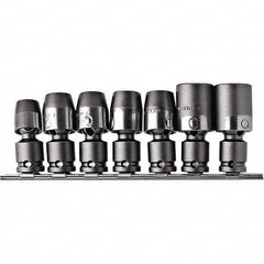 Apex - Socket Adapter & Universal Sets Type: Impact Universal & Socket Adapter Set Adapter Size (Inch): 3/8 F x 10mm, 3/8F x 12mm, 3/8F x 13mm, 3/8F x 14mm, 3/8F x 15mm, 3/8F x 17mm, 3/8F x 18mm - Benchmark Tooling