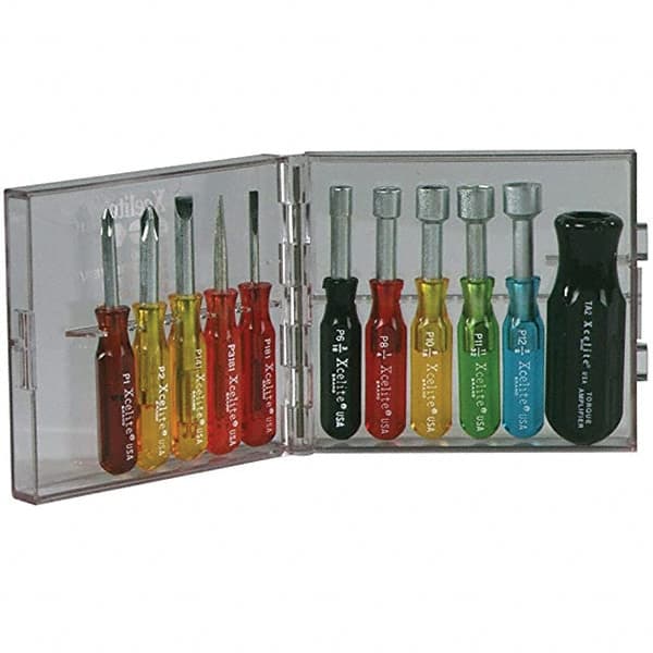 Xcelite - Screwdriver Sets Screwdriver Types Included: Nut Drivers; Phillips; Slotted Number of Pieces: 11 - Benchmark Tooling