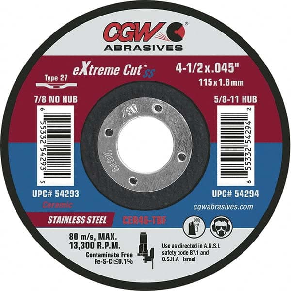 CGW Abrasives - Cutoff Wheels Tool Compatibility: Angle Grinders Wheel Diameter (Inch): 6 - Benchmark Tooling