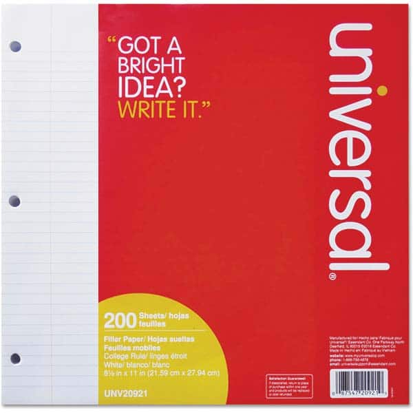 UNIVERSAL - Note Pads, Writing Pads & Notebooks Writing Pads & Notebook Type: Filler Paper Size: 8-1/2 x 11 - Benchmark Tooling