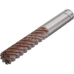 Corner Radius End Mill: 0.9843″ Dia, 9 Flutes, Solid Carbide 38 ° Helix, HXT Coated, Corner Radius End, Series JS720