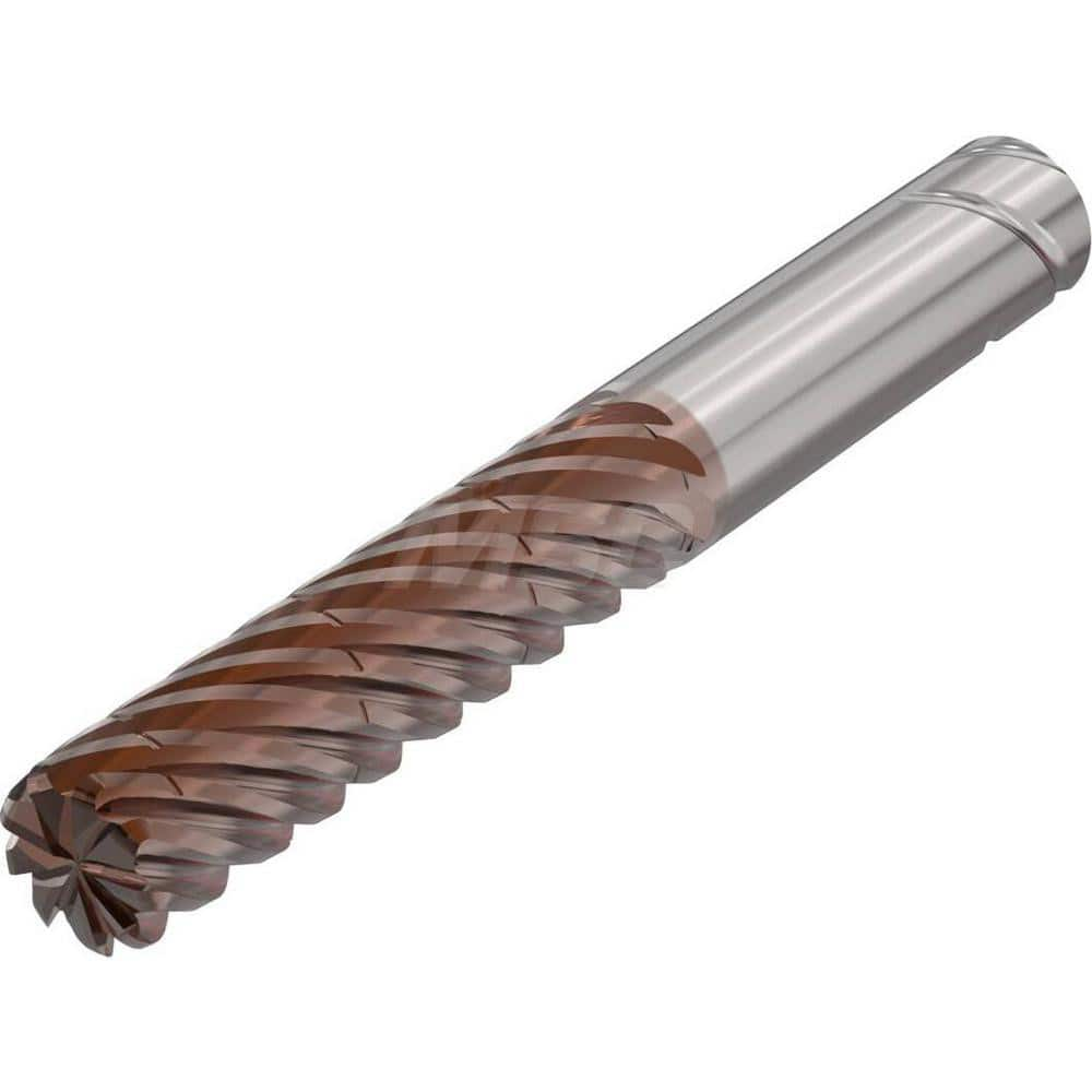 Corner Radius End Mill: 0.7874″ Dia, 9 Flutes, Solid Carbide 38 ° Helix, HXT Coated, Corner Radius End, Series JS720