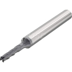 Corner Radius End Mill: 0.1181″ Dia, 4 Flutes, Solid Carbide 35 ° Helix, SIRON-A Coated, Corner Chamfer End, Series JSE514