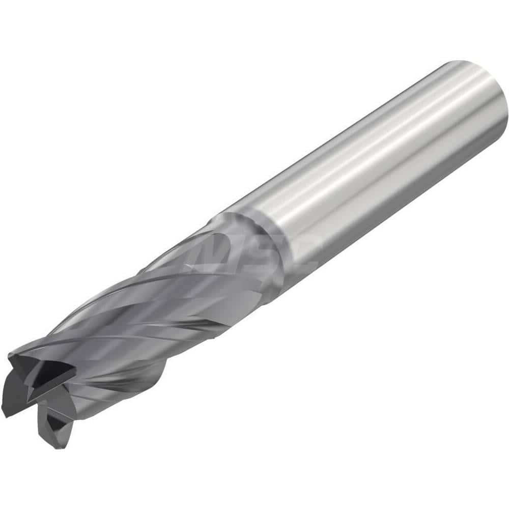 Corner Radius End Mill: 0.315″ Dia, 4 Flutes, Solid Carbide 35 ° Helix, SIRON-A Coated, Corner Radius End, Series JSE514