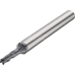 Corner Radius End Mill: 0.0787″ Dia, 4 Flutes, Solid Carbide 35 ° Helix, SIRON-A-T Coated, Corner Chamfer End, Series JSE514