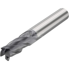 Corner Radius End Mill: 0.1181″ Dia, 4 Flutes, Solid Carbide 35 ° Helix, SIRON-A Coated, Corner Chamfer End, Series JSE514