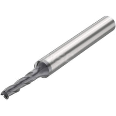 Corner Radius End Mill: 0.1181″ Dia, 3 Flutes, Solid Carbide 35 ° Helix, SIRON-A Coated, Corner Chamfer End, Series JSE513