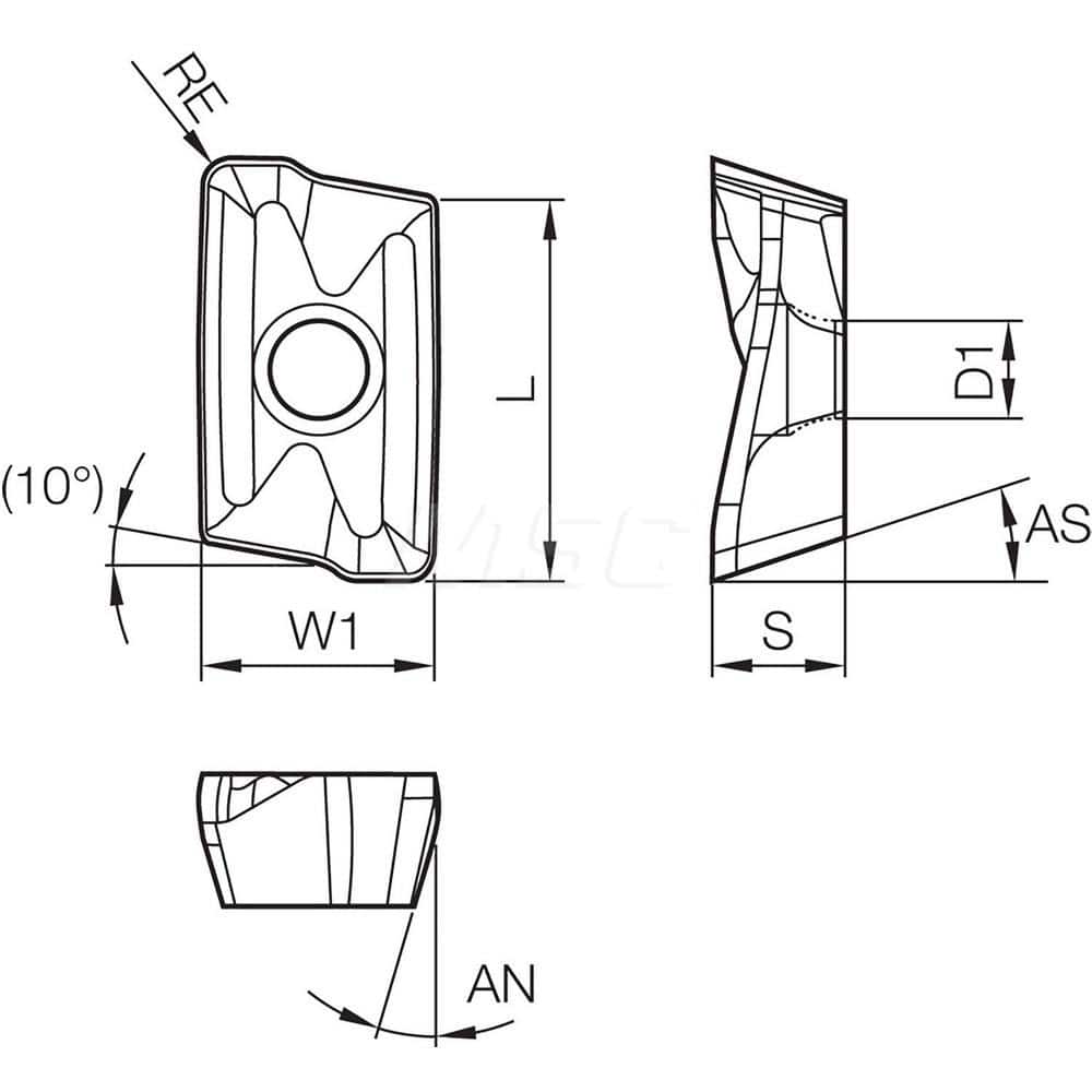 Kyocera BDMT 11T331ERJT PR1210 Grade PVD Carbide, Parallelogram, Positive Rake Angle, Right-Hand Milling Insert for Roughing in (K) Gray Cast Iron, (K) Nodular Cast Iron and (S) Titanium Alloy