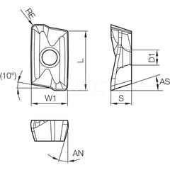 Kyocera BDMT 11T331ERJT PR1210 Grade PVD Carbide, Parallelogram, Positive Rake Angle, Right-Hand Milling Insert for Roughing in (K) Gray Cast Iron, (K) Nodular Cast Iron and (S) Titanium Alloy