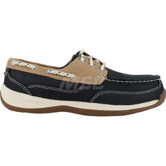 Work Boot: 2-3/4″ High, Leather, Steel Toe Navy Blue & Tan, Wide Width