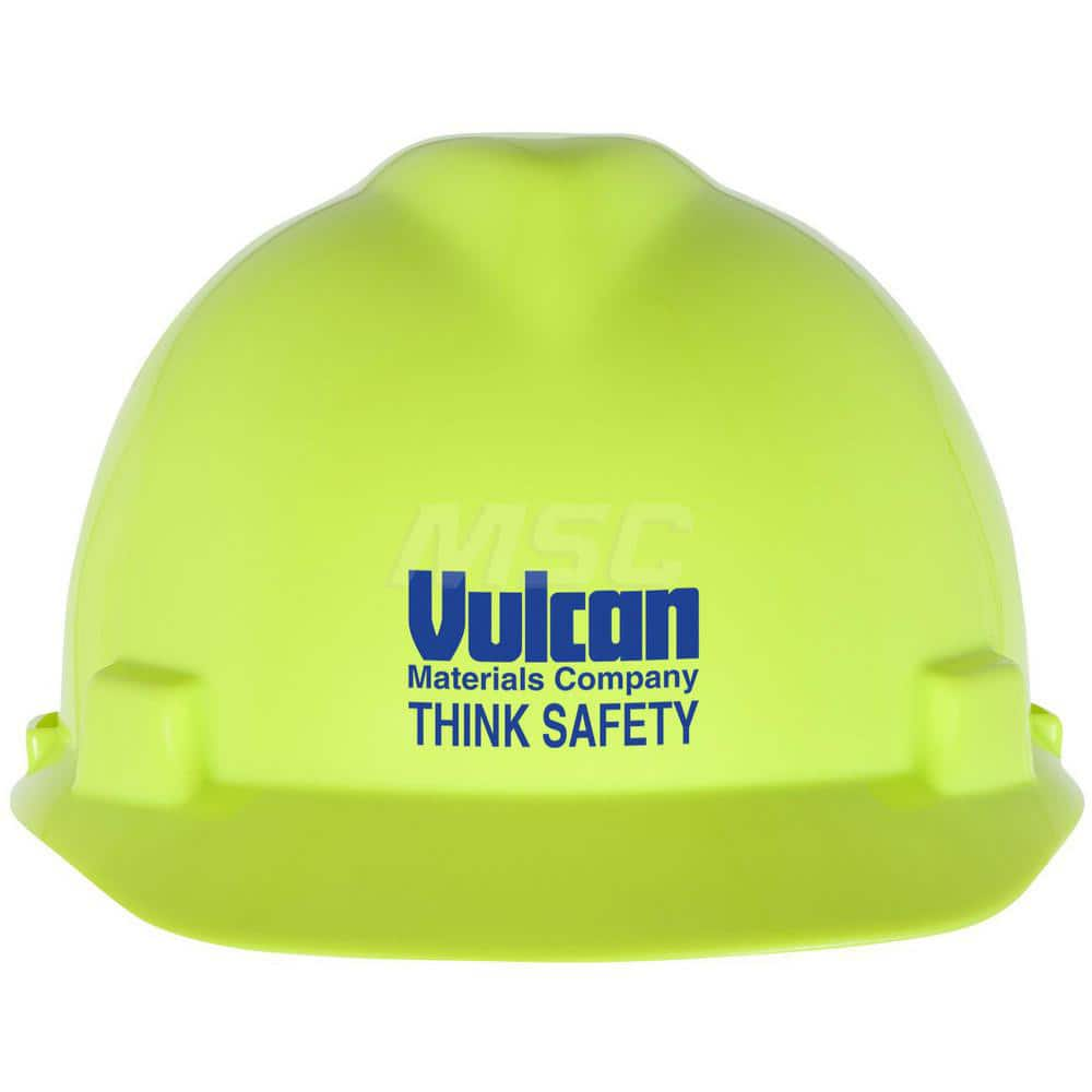 Hard Hat: Electrical Protection & High Visibility, Front Brim, Class E, 4-Point Suspension Yellow, Polyethylene, Slotted