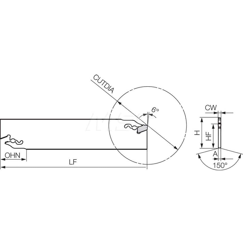 Indexable Cut-Off Blades; End Type: Double; Cutting Direction: Neutral; Blade Height (mm): 32.00; Blade Width (mm): 4.20; Blade Overall Length (mm): 150.00; Blade Style: KPKB; Insert Holding Method: Self Clamping; Maximum Workpiece Diameter (mm): 100.00;