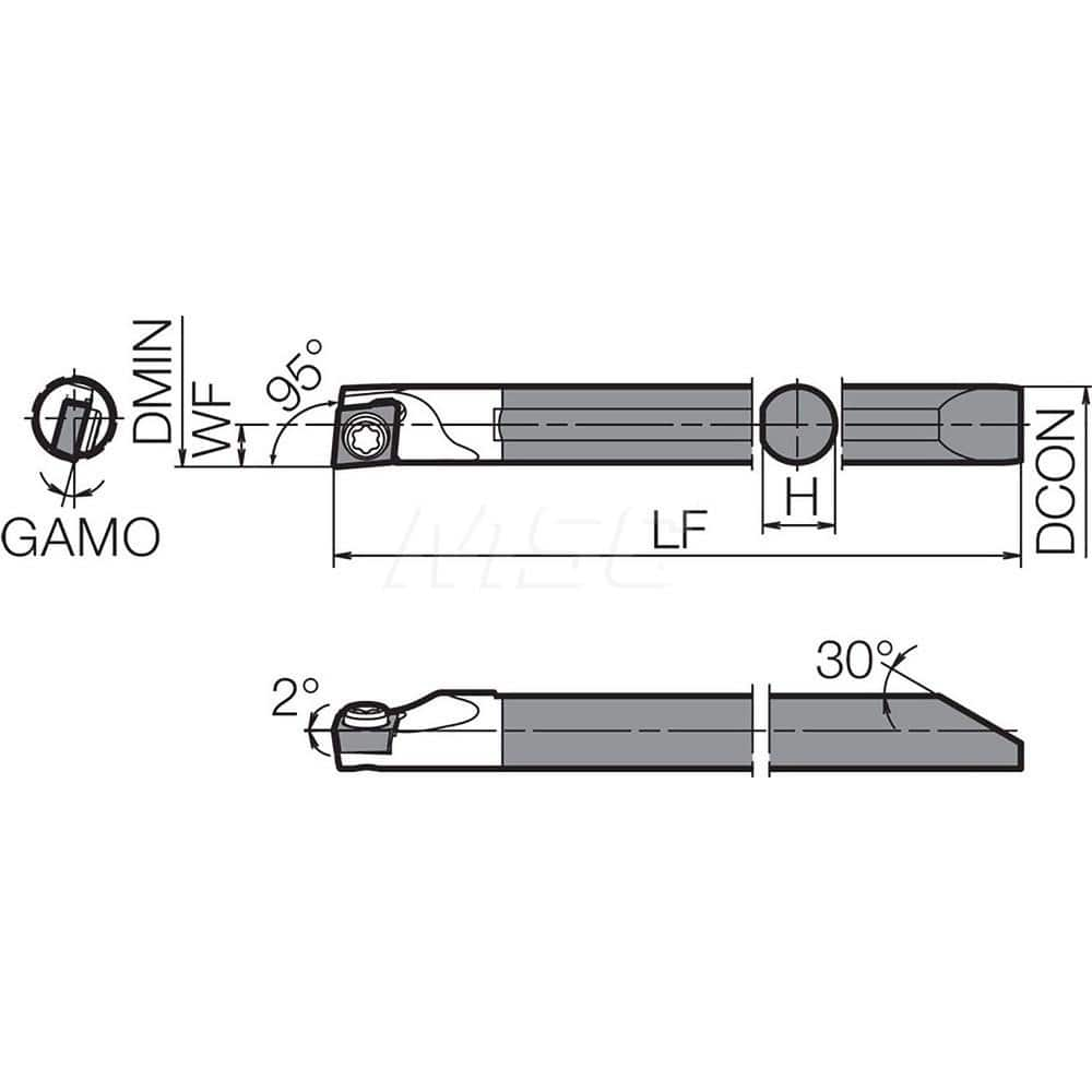 Indexable Boring Bar:  C045XSCLCR03050EZP,  5.00 mm Min Bore,  4.50 mm Shank Dia,  N/A Steel & Solid Carbide Screw,  Uses CCGT1109 ™, CCET1109 ™ & CCMW1109 ™ Inserts