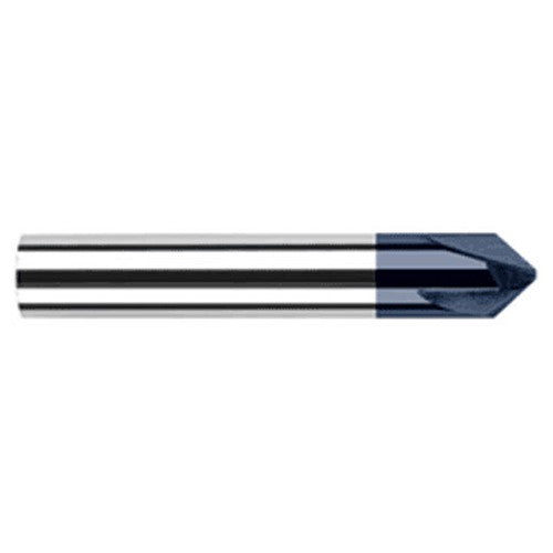 Chamfer Cutters - 0.5000″ (1/2″) Shank Diameter × 65° per side Carbide Flat Chamfer Cutter, 4 Flutes, AlTiN Coated - Exact Industrial Supply