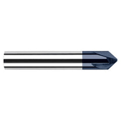 Chamfer Cutters - 0.5000″ (1/2″) Shank Diameter × 65° per side Carbide Flat Chamfer Cutter, 4 Flutes, AlTiN Coated - Exact Industrial Supply