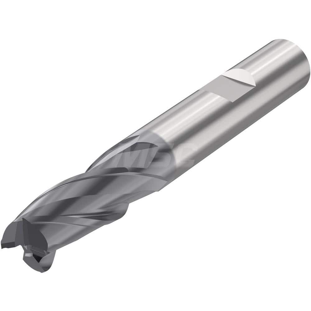 Corner Radius End Mill: 0.3937″ Dia, 3 Flutes, Solid Carbide 35 ° Helix, SIRON-A Coated, Corner Chamfer End, Series JSE513