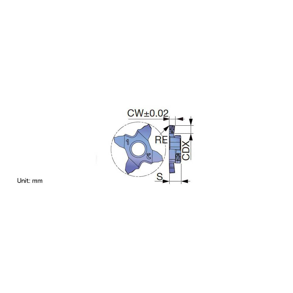 Grooving Insert: TCS3D AH7025, Solid Carbide TiAlN Finish, Right Hand, 0.047″ Cutting Width, Series TCS