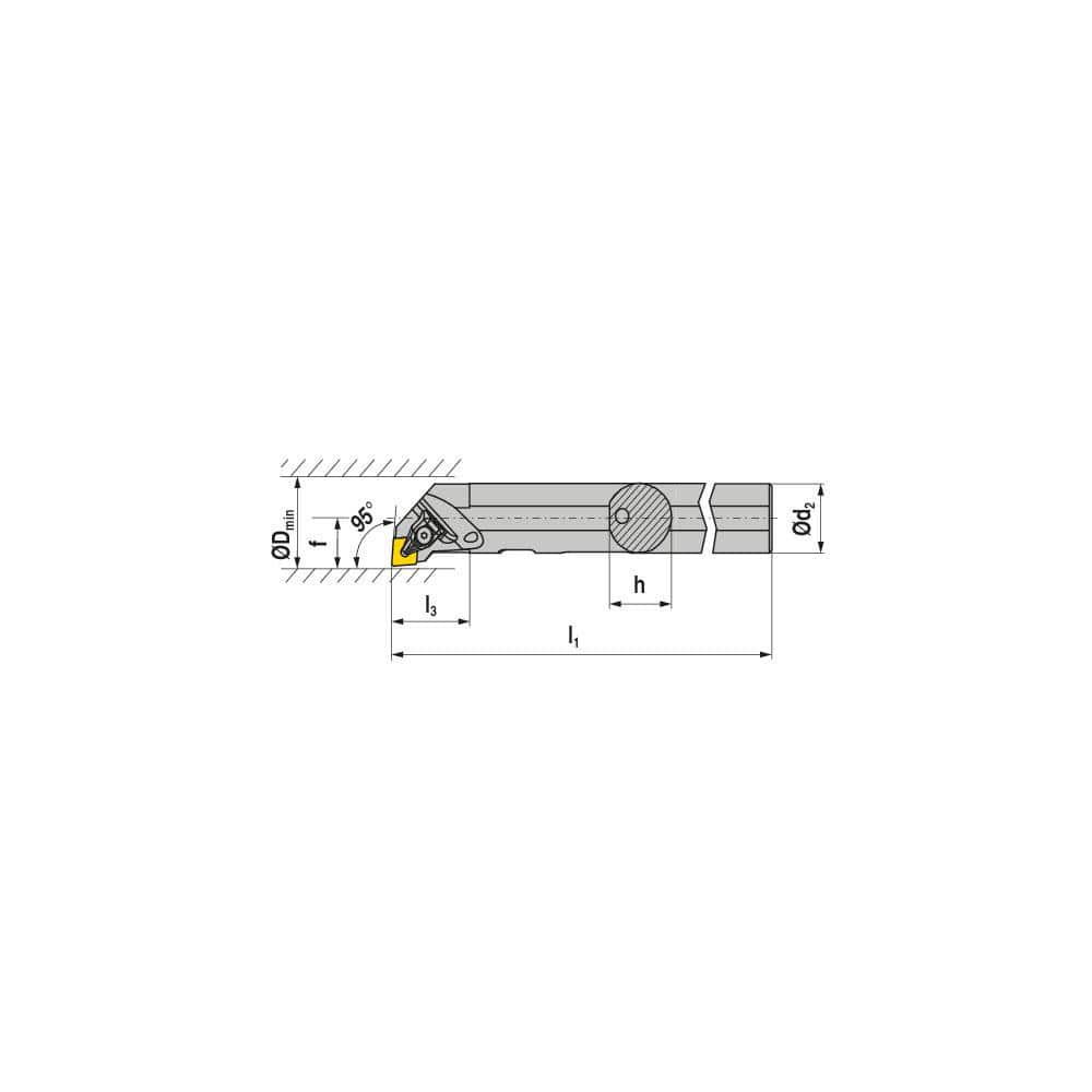 Indexable Boring Bar:  A25R DCLNR 12,  32.00 mm Min Bore,  25.00 mm Shank Dia,  95.00&deg N/A Steel 200.0000″ OAL,  Clamp,