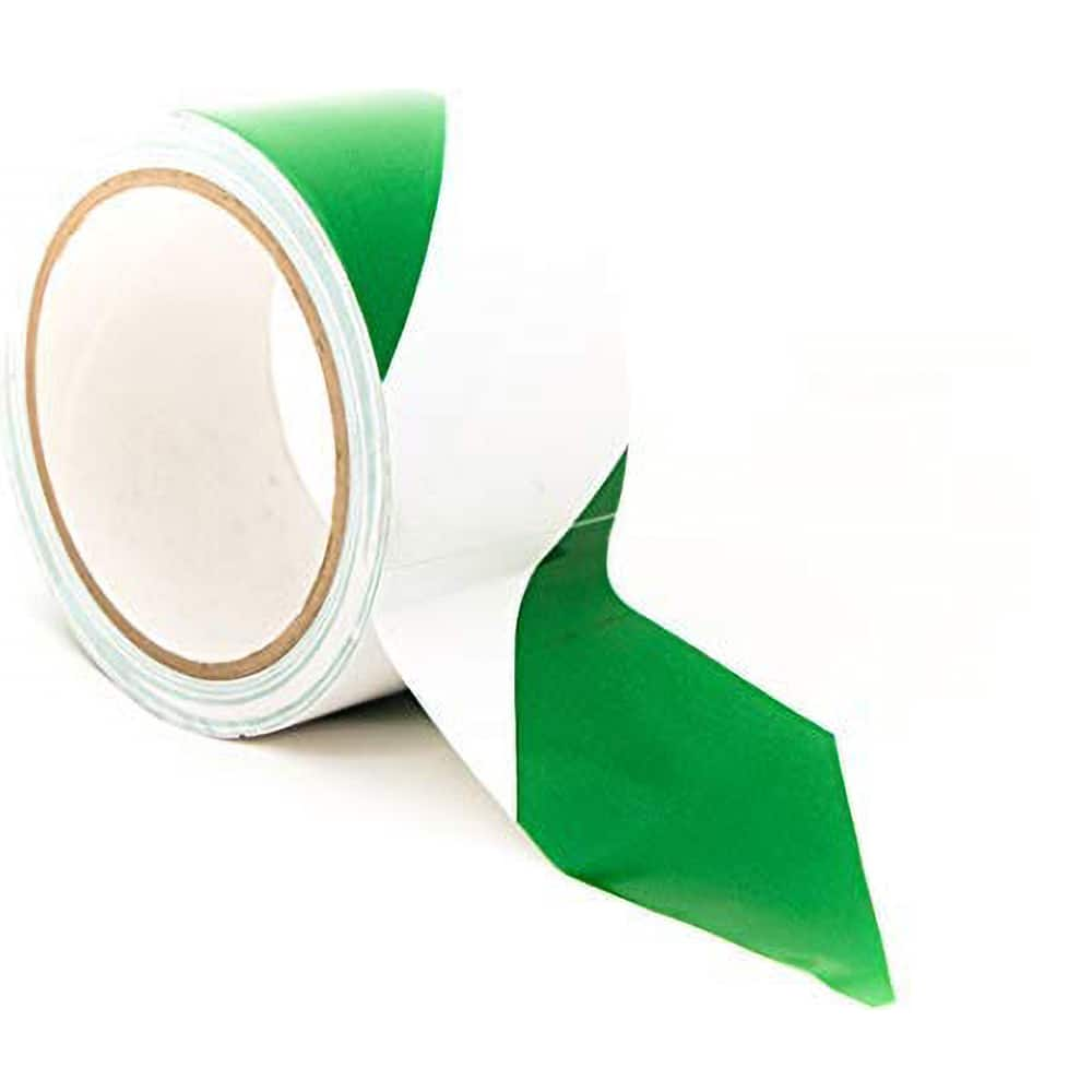 Floor & Aisle Marking Tape: 1″ Wide, 6.5 mil Thick, Rubber Green & White, Smooth Surface, Light-Duty