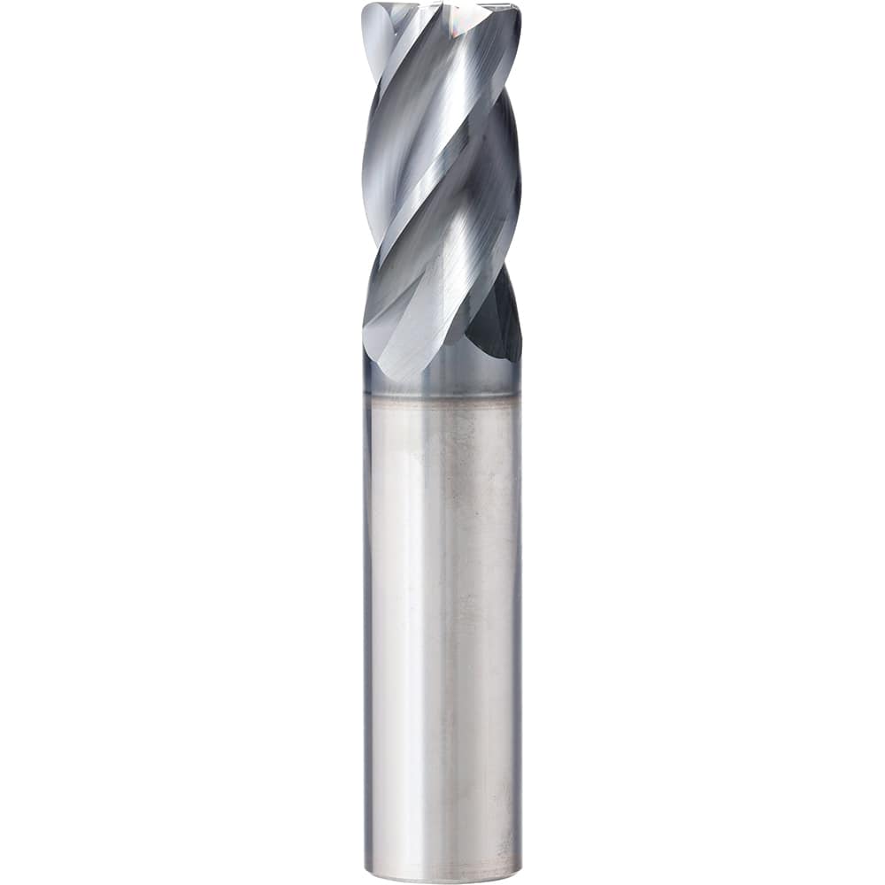 Corner Radius End Mill Head: 1″ Dia, 2-1/4″ LOC, 4 Flutes Solid Carbide, AlCrN Coated, Series XPV