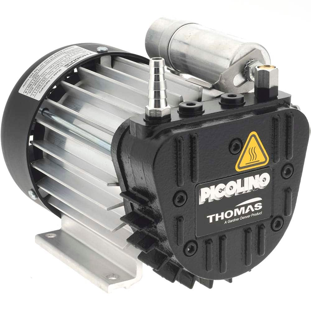 Thomas - Rotary Vane-Type Vacuum Pumps Voltage: 120 VAC Length (Decimal Inch): 8.2300 - Benchmark Tooling