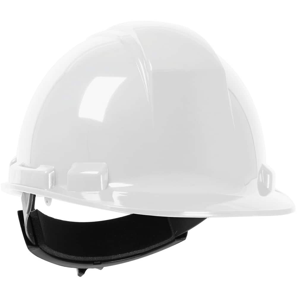 Hard Hat: Class E & G, 4-Point Suspension White, Polyethylene, Slotted