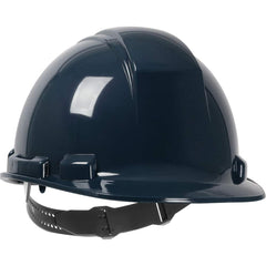 Hard Hat: Class E & G, 4-Point Suspension Blue, Polyethylene, Slotted