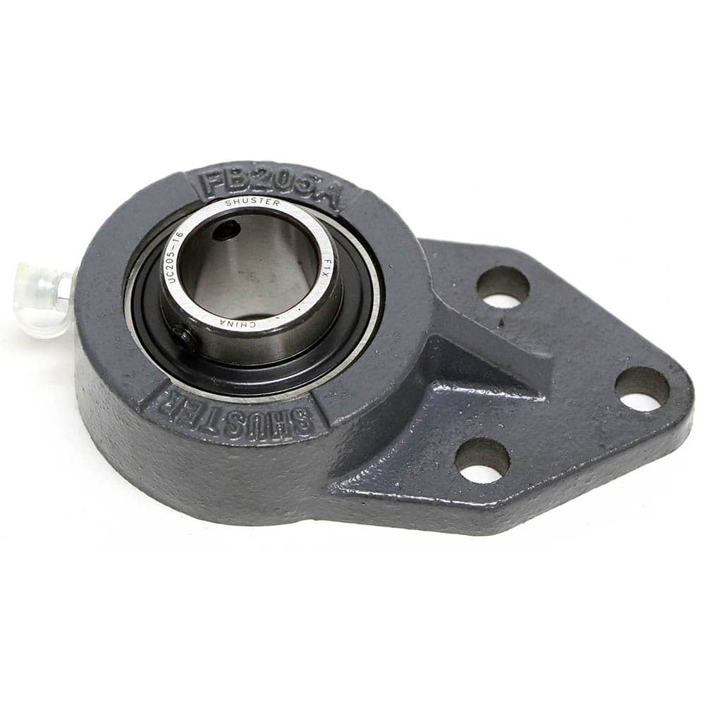 Shuster - UCFB207-21, 1-5/16" ID, 3-3/4" OAL x 6-1/8" OAH x 1-5/8" Wide, 3-Bolt Flange Mounted Bearing - Exact Industrial Supply