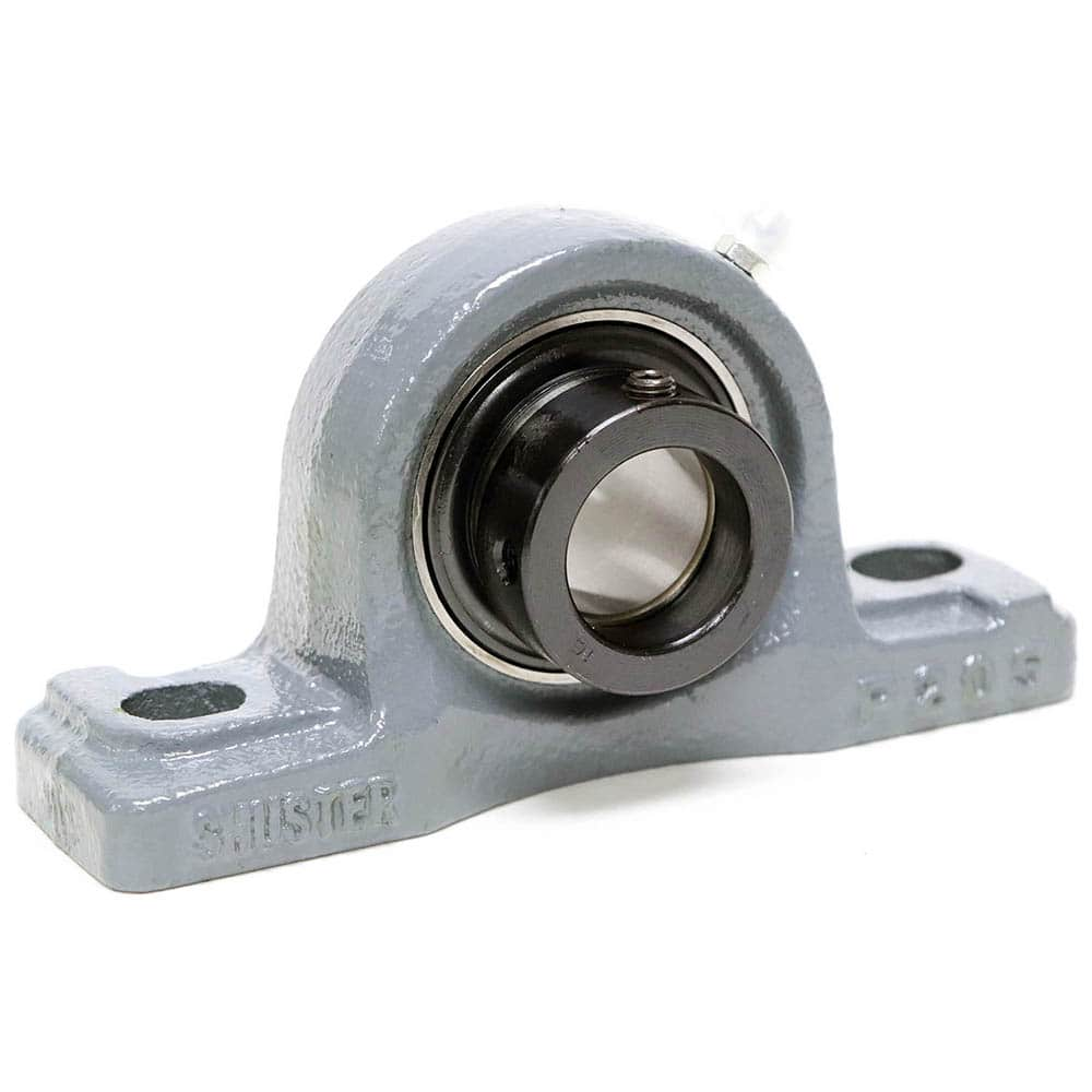 Shuster - NAP206-19, 1-3/16" ID, 6-1/2" OAL x 3-1/4" OAH, Ball Bearing Pillow Block - Exact Industrial Supply