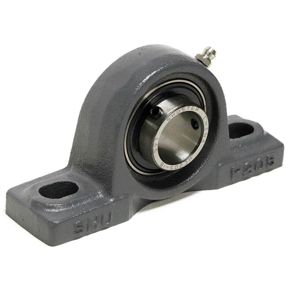 Shuster - UCP206-19, 1-3/16" ID, 6-1/2" OAL x 3-1/4" OAH x 1-7/8" Wide, Ball Bearing Pillow Block - Exact Industrial Supply