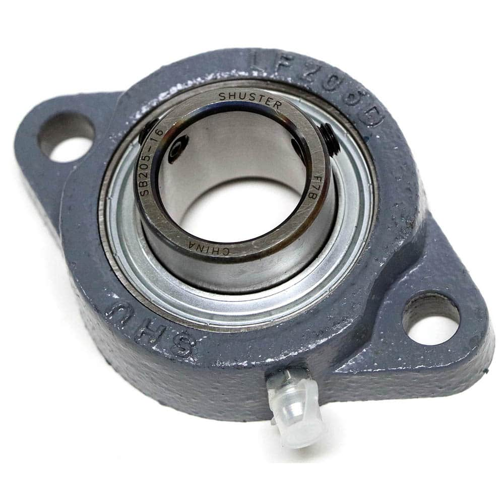 Shuster - SBLF206-19, 1-3/16" ID, 3" OAL x 113mm OAH, 2-Bolt Flange Bearing - Exact Industrial Supply