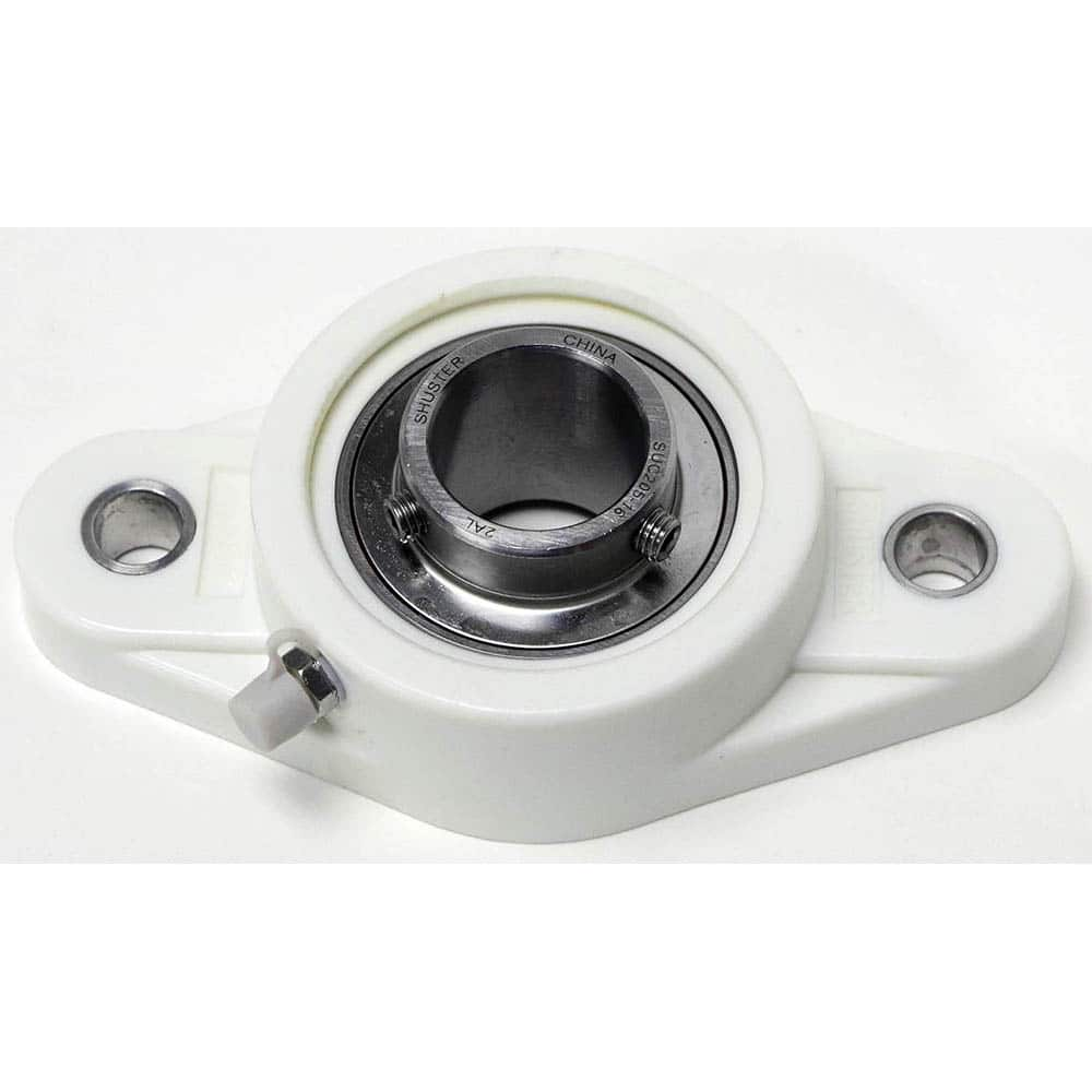 Shuster - SUCTFL207-20, 1-1/4" ID, 90mm OAL x 163.5mm OAH43.4mm Wide, 2-Bolt Flange Bearing - Exact Industrial Supply