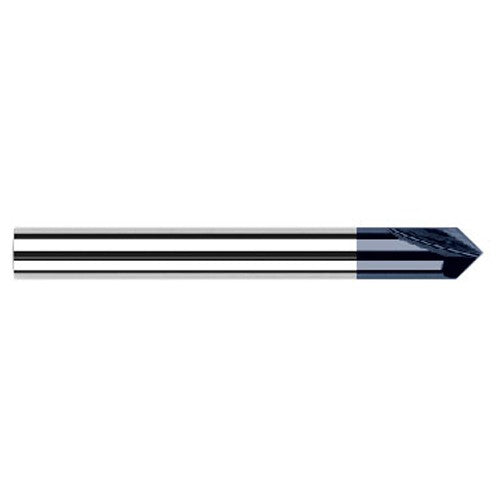 Chamfer Cutters - 0.2500″ (1/4″) Shank Diameter × 35° per side Carbide Pointed Chamfer Cutter, 2 Flutes, AlTiN Coated - Exact Industrial Supply