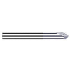 Chamfer Cutters - 0.3750″ (3/8″) Shank Diameter × 45° per side Carbide Pointed Chamfer Cutter, 2 Flutes, TiB2 Coated - Exact Industrial Supply