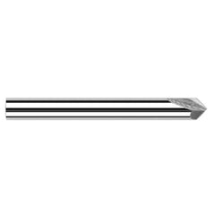 Chamfer Cutters - 0.1250″ (1/8″) Shank Diameter × 30° per side Carbide Pointed Chamfer Cutter, 2 Flutes - Exact Industrial Supply