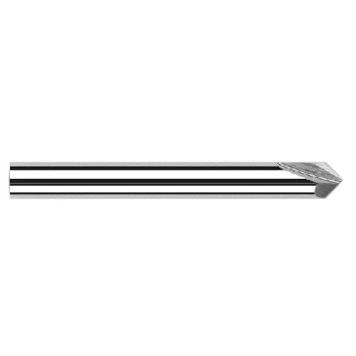 Chamfer Cutters - 0.2500″ (1/4″) Shank Diameter × 70° per side Carbide Pointed Chamfer Cutter, 2 Flutes - Exact Industrial Supply