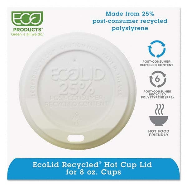 ECO PRODUCTS - EcoLid 25% Recy Content Hot Cup Lid, White, Fits 8 oz Hot Cups, 100/PK, 10 PK/CT - Benchmark Tooling