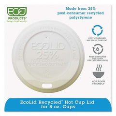 ECO PRODUCTS - EcoLid 25% Recy Content Hot Cup Lid, White, Fits 8 oz Hot Cups, 100/PK, 10 PK/CT - Benchmark Tooling