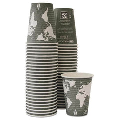 ECO PRODUCTS - World Art Renewable/Compostable Hot Cups, 12 oz, Gray, 50/Pack,10 Pack/Carton - Benchmark Tooling