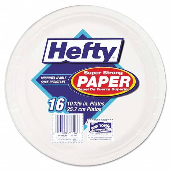 Hefty - Super Strong Paper Dinnerware, 10 1/8" Plate, Bagasse, 16/Pack, 12 Packs/Carton - Benchmark Tooling