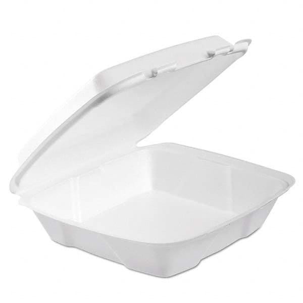 DART - Foam Hinged Lid Container, 1-Comp, 9 x 9 2/5 x 3, White, 100/Bag, 2 Bag/Carton - Benchmark Tooling