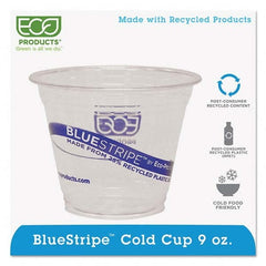 ECO PRODUCTS - BlueStripe 25% Recycled Content Cold Cups, 9 oz, Clear/Blue, 50/Pk, 20 Pk/Ct - Benchmark Tooling