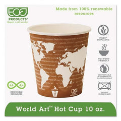 ECO PRODUCTS - World Art Renewable Compostable Hot Cups, 10 oz, 50/PK, 20 PK/CT - Benchmark Tooling