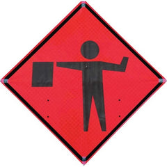 VizCon - "Flagger Ahead," 36" Wide x 36" High Vinyl Construction Roadway Sign - Benchmark Tooling